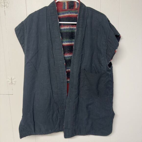 Nepal Tibet Handmade Wool Vest Lined Traditional Design Pocket Unisex Large - Picture 4 of 10